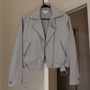 Topshop Leather Jacket Grey